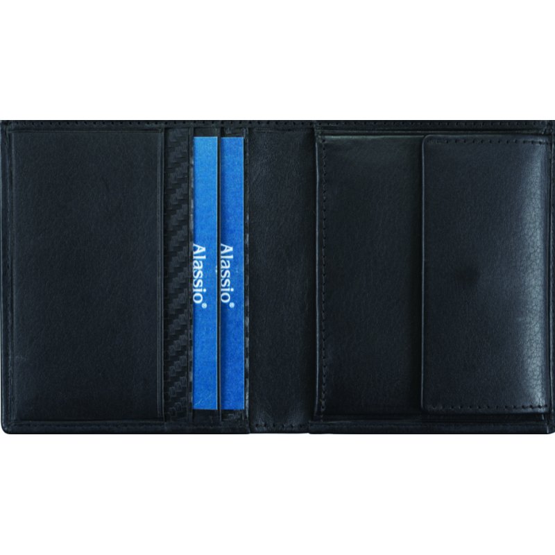 Alassio mini portemonnee leer staand formaat zwart